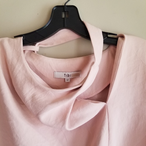 TIBI Wrap Neckline Cut Out Sleeveless Top Rose Pink Size 12 - Picture 2 of 10